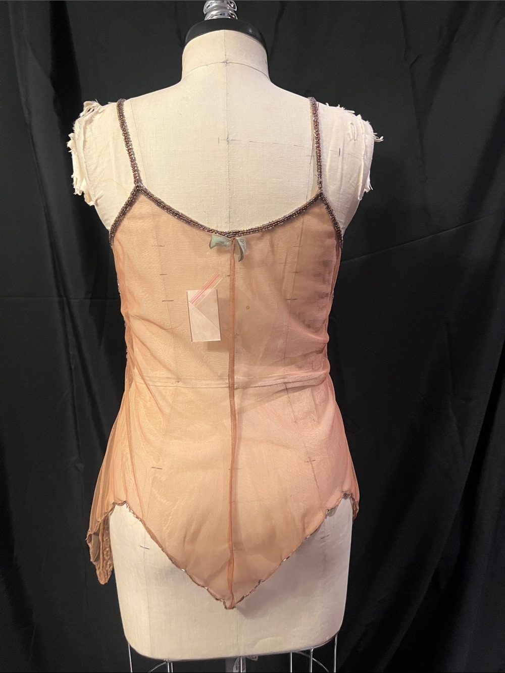 Beaded Sheer Peach Camisole Top - Picture 8 of 9